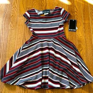 Un Deux Trois Girls striped Dress 7 NEW